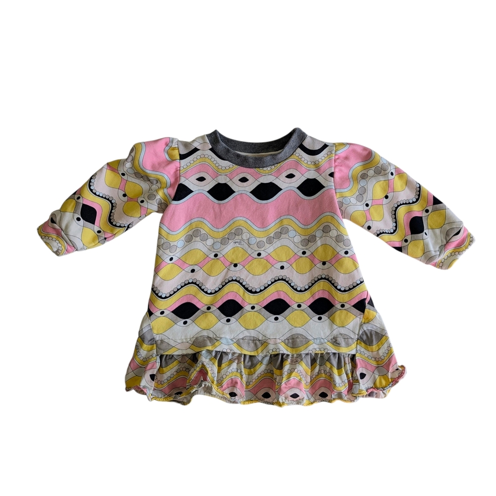 Emilio Pucci Pink Yellow Black Patterned Girls Dress